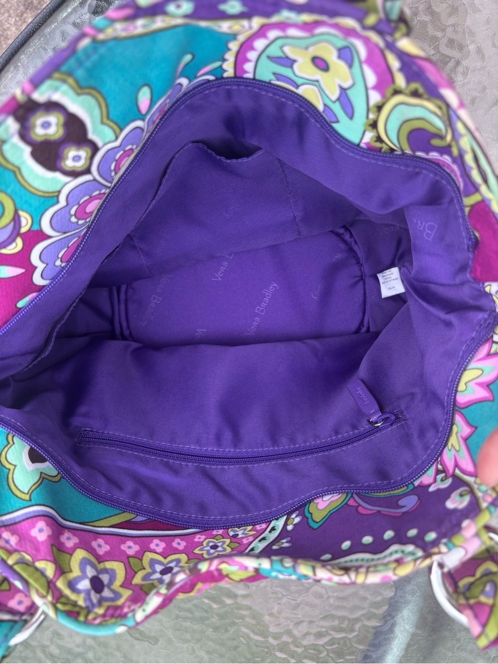 Vera Bradley Quilted Paisley Shoulder Bag in Purple and Teal - Picture 2 of 2